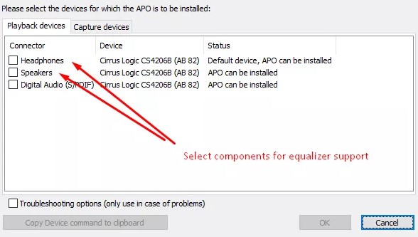 Select the devices