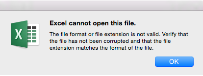 Excel cannot open this file.