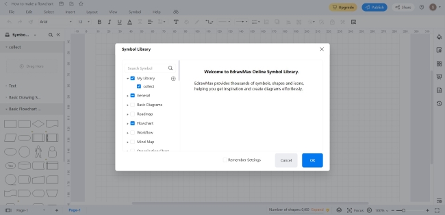 edrawmax symbol library dialogue box